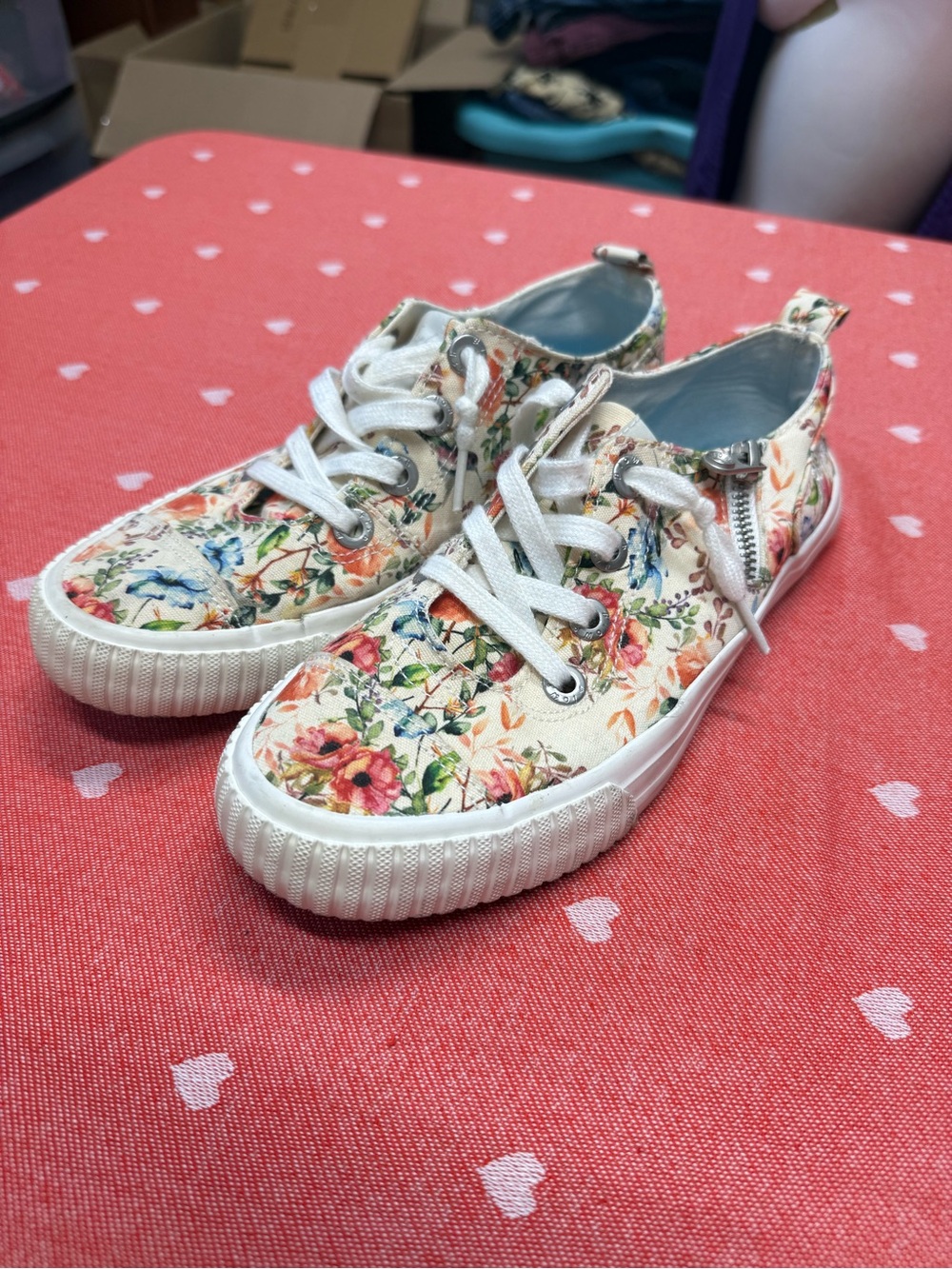 Floral Canvas Lace-Up Sneakers - White/Multi Floral